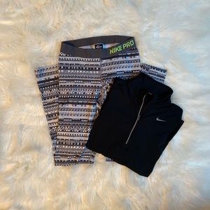 Nike Black and White Print Tights